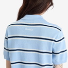 DUNST Women's Unisex Striped Polo Knit in Skyblue/Cream