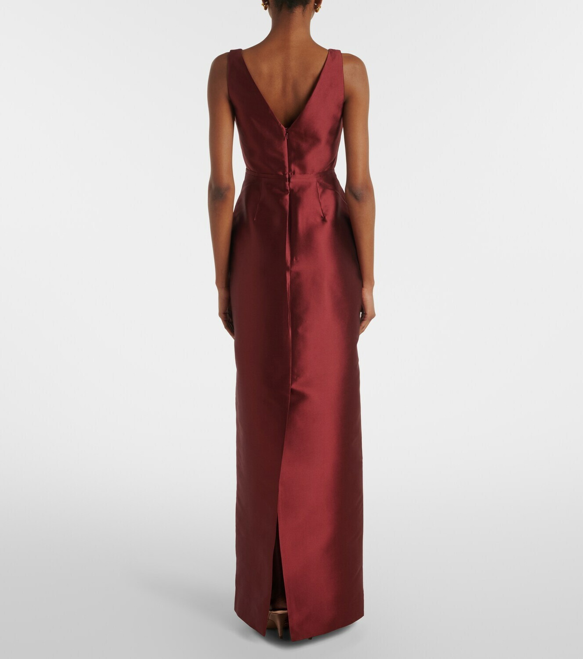 Erdem Floral-appliqué satin gown