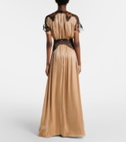 Costarellos Lace-trimmed Lurex georgette gown