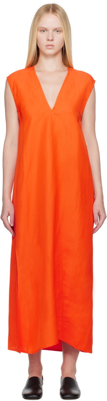 Photo: Studio Nicholson Orange Lise Linen Midi Dress