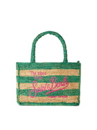 MC2 Saint Barth Colette Raffia Handbag With White And Green Stripes