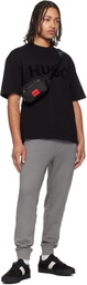 Hugo Gray Cuffed Cotton Terry Logo-Print Sweatpants