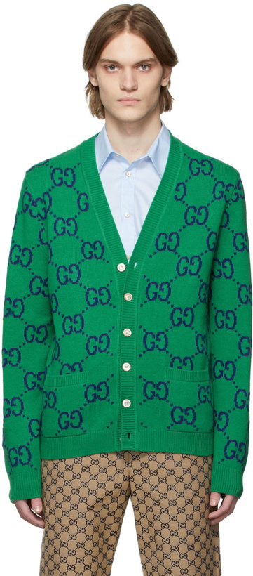 Photo: Gucci Green Knit GG Cardigan