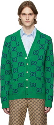 Gucci Green Knit GG Cardigan