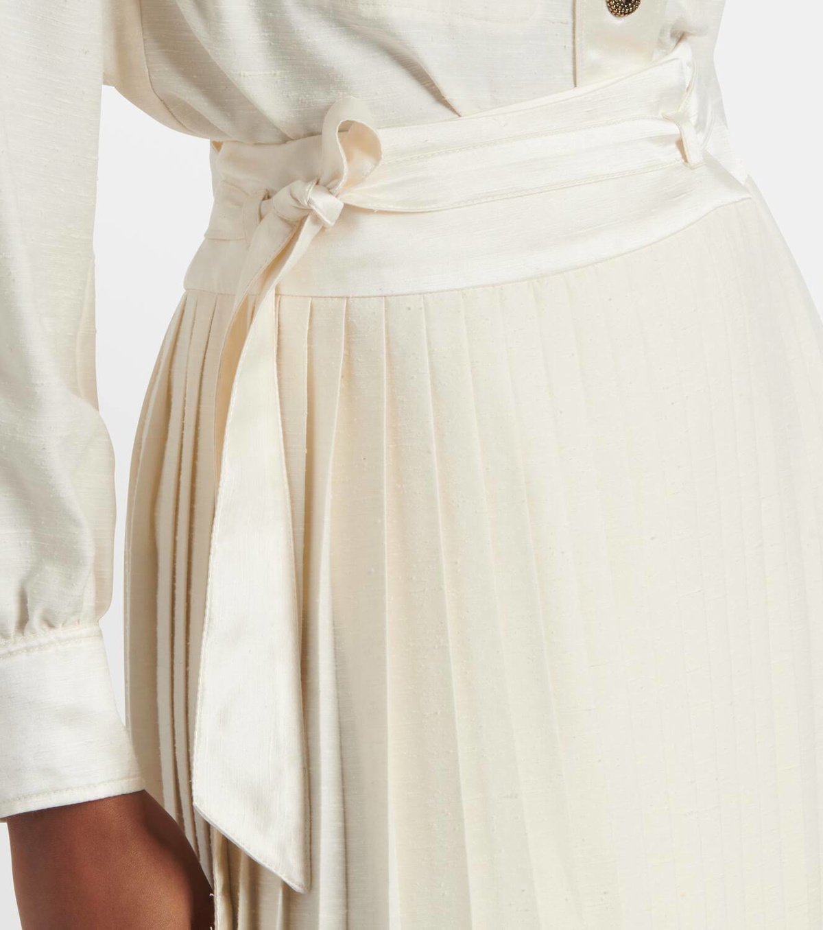 Loro Piana Janel pleated silk midi skirt