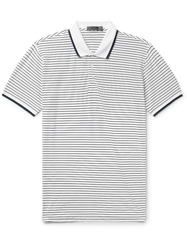 Photo: G/FORE - Striped Perforated Stretch-Jersey Golf Polo Shirt - White
