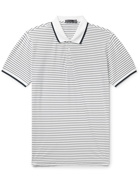 G/FORE - Striped Perforated Stretch-Jersey Golf Polo Shirt - White