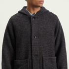 Folk Men's Hooded Car Coat in Navy Brown Texture