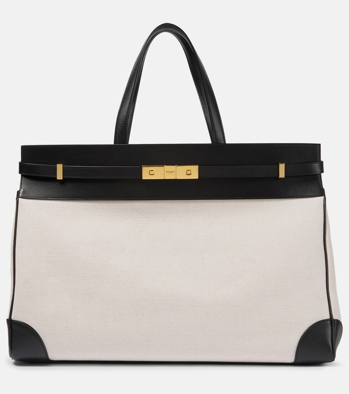 【関税&送料込】Saint Laurent Two-Tone Canvas And Leather Me Saint Laurent Manhattan Large canvas and leather tote bag