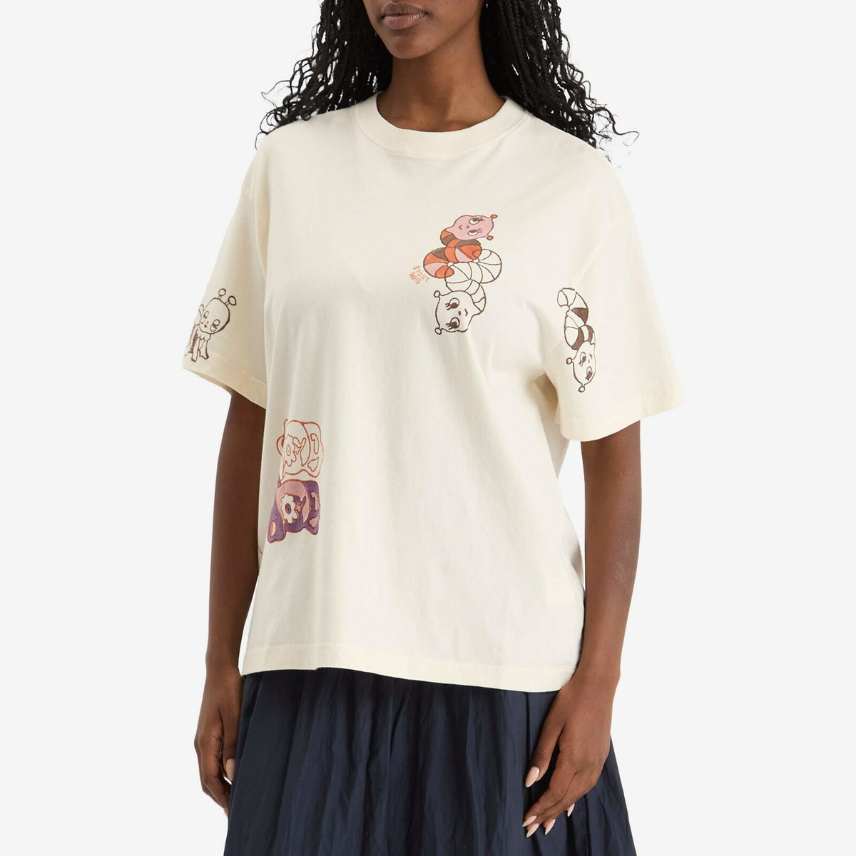 Story mfg. Women's Grateful T-Shirt in Ecru Earth Trip Spiral