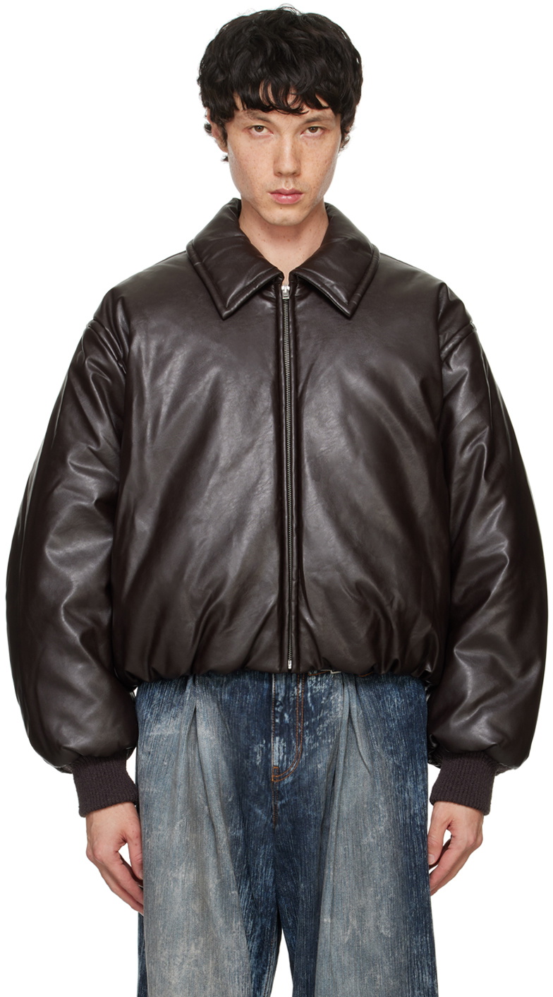 ブルゾン Acne Studios Brown Leather Over Bomber Jacket Acne Studios - Leather bomber jacket - Cognac brown