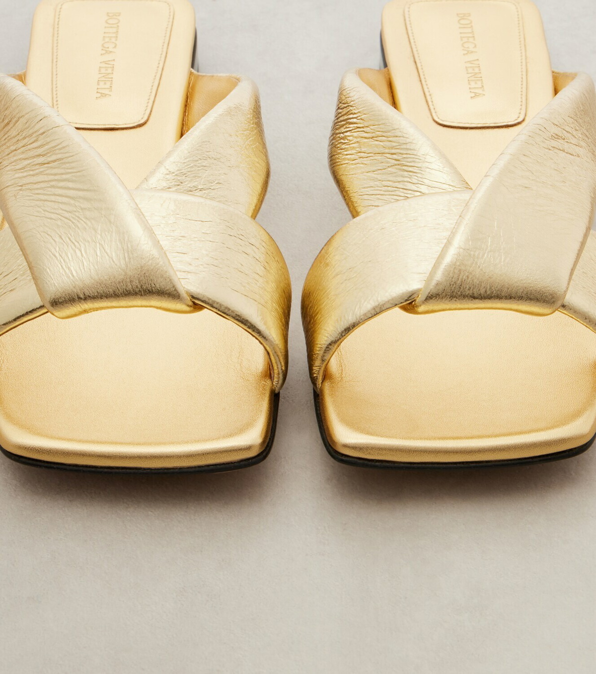 Bottega Veneta Riva metallic leather mules