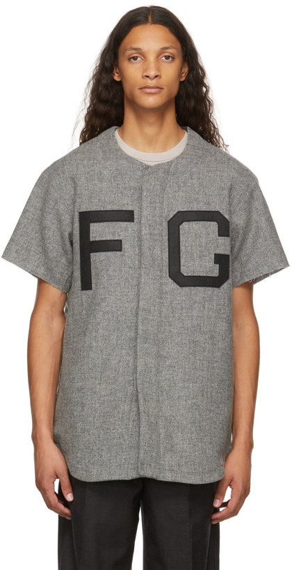 Photo: Fear of God Grey Baseball Short Sleeve Shirt