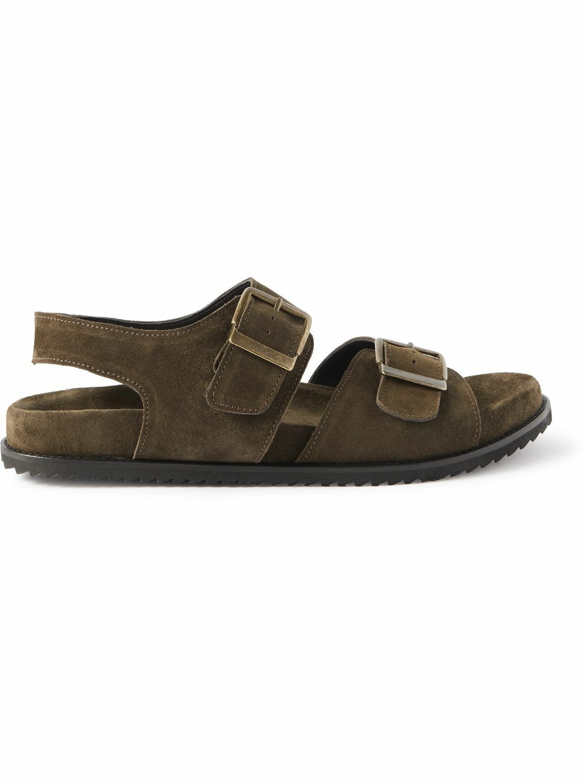 Mr P. - David Buckled Regenerated Suede by evolo® Sandals - Brown Mr P.