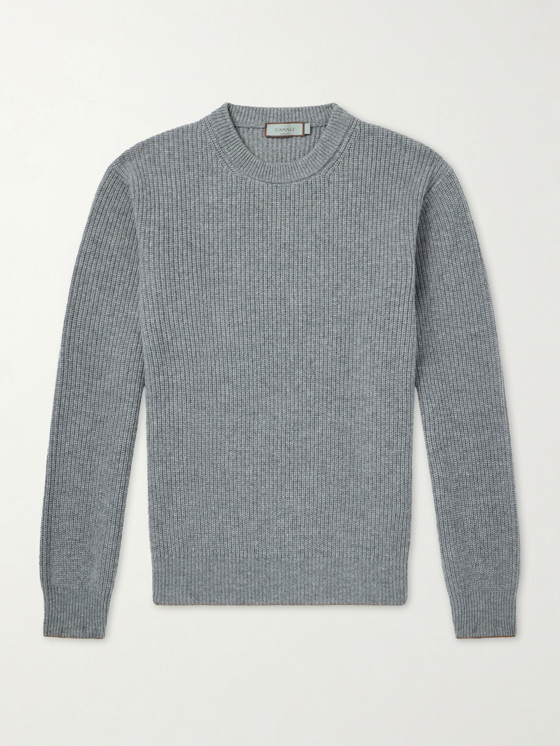 Canali - Ribbed Wool and Cashmere-Blend Sweater - Gray