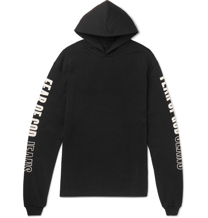 Photo: Fear of God - Oversized Printed Cotton-Jersey Hoodie - Men - Black