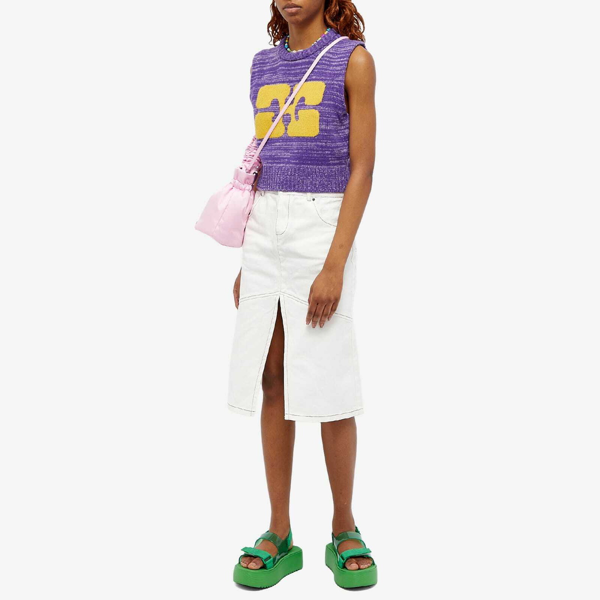 GANNI Women's Graphic Crop Vest in Purple Wine GANNI