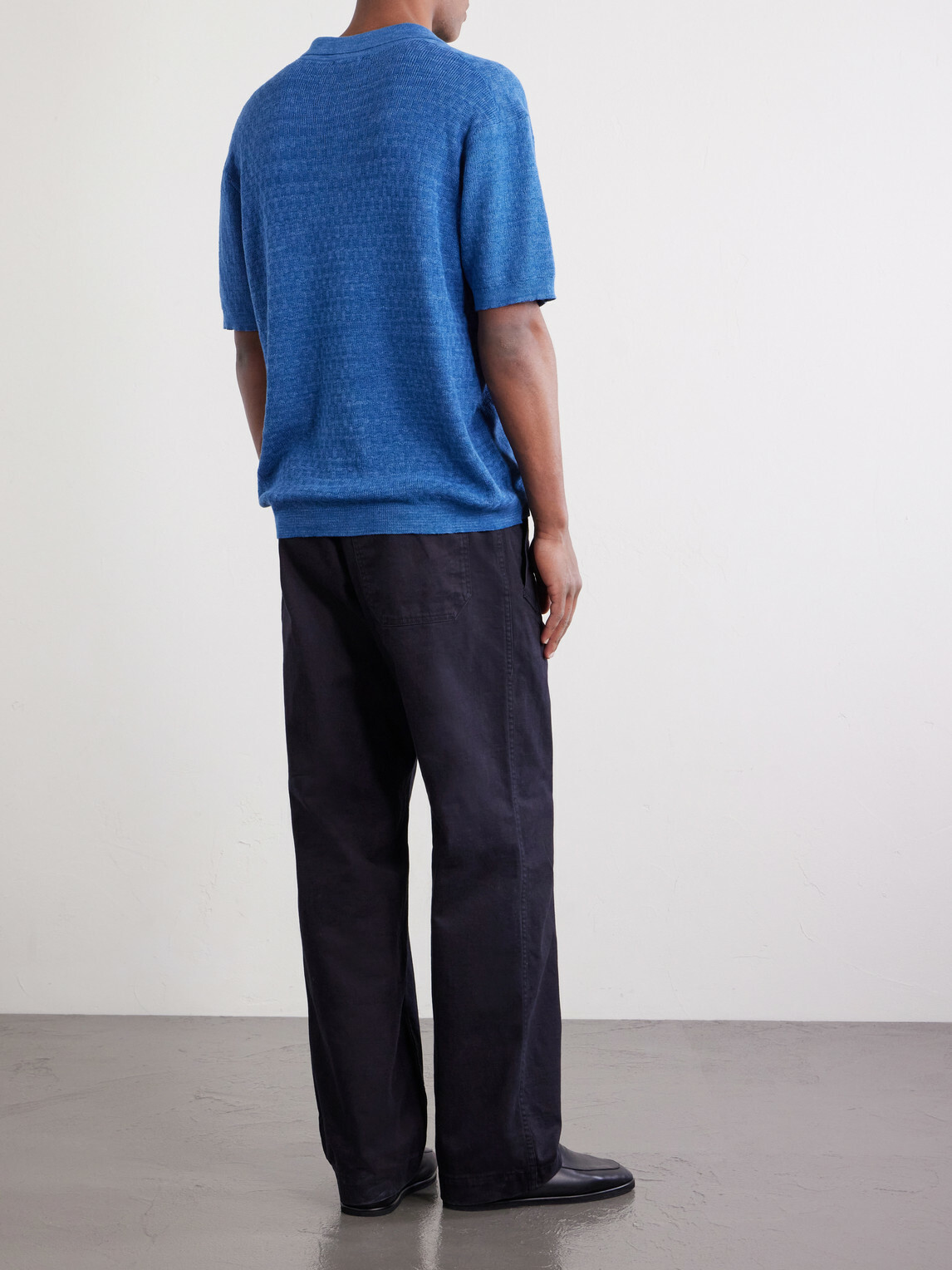 3sixteen - Knitted Cotton Polo Shirt - Blue