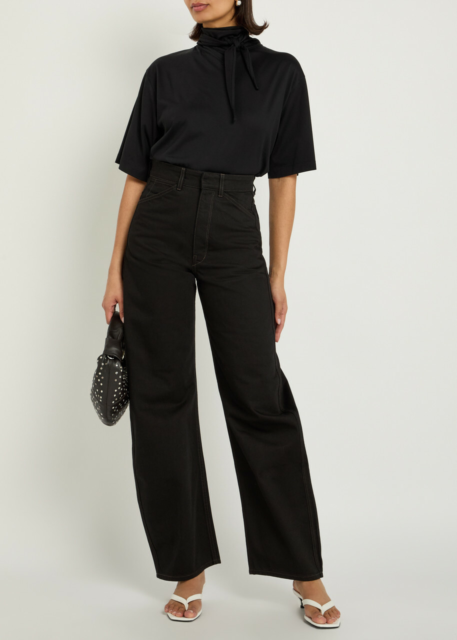 Lemaire Foulard-neck Cotton T-shirt Black