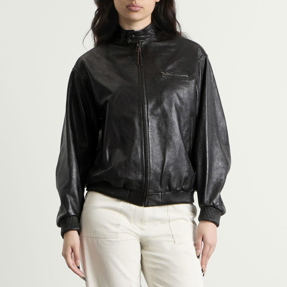 Nothing Written Women's Leather Single Rider Jacket in Black