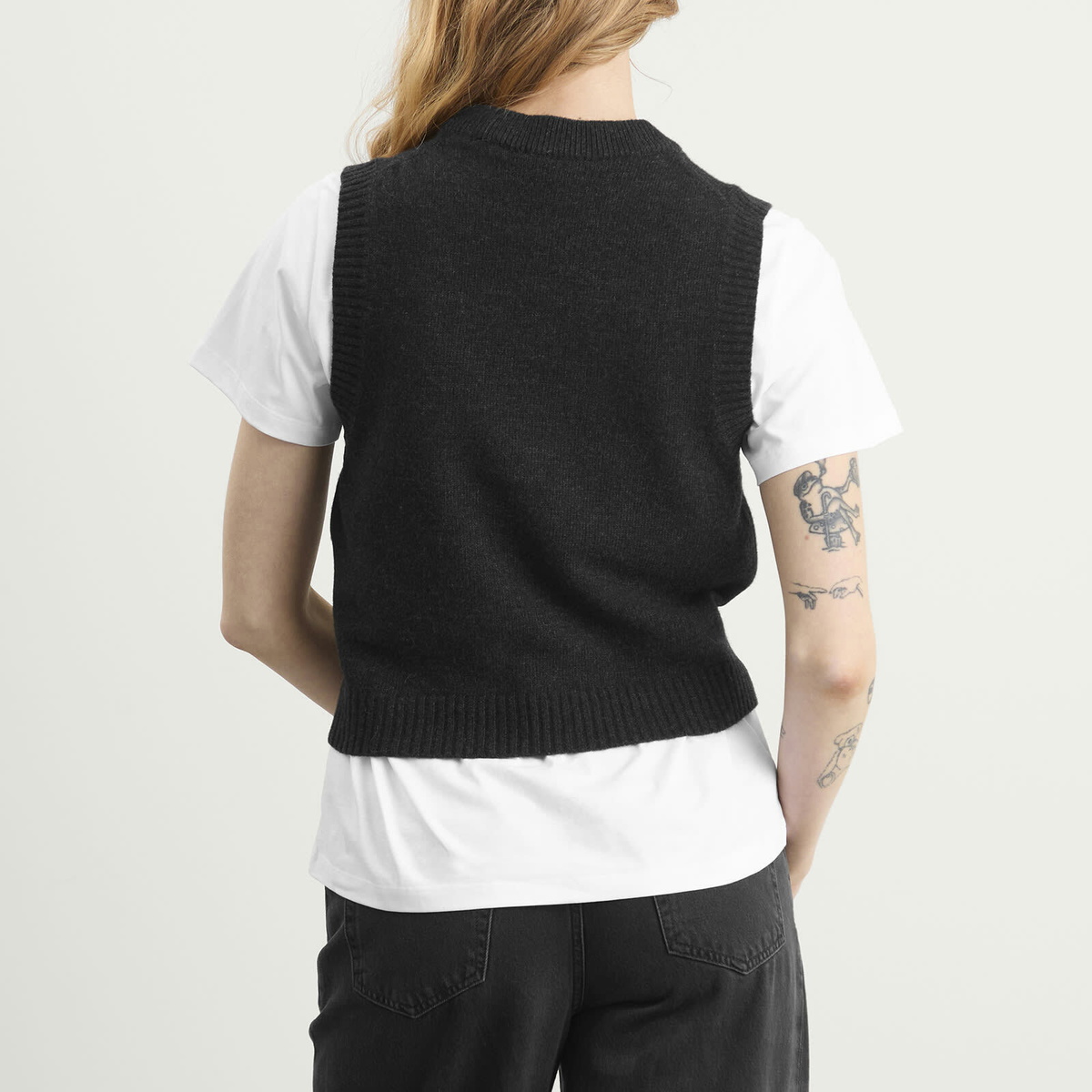 GANNI Women's Graphic Wool Vest in Black Sand