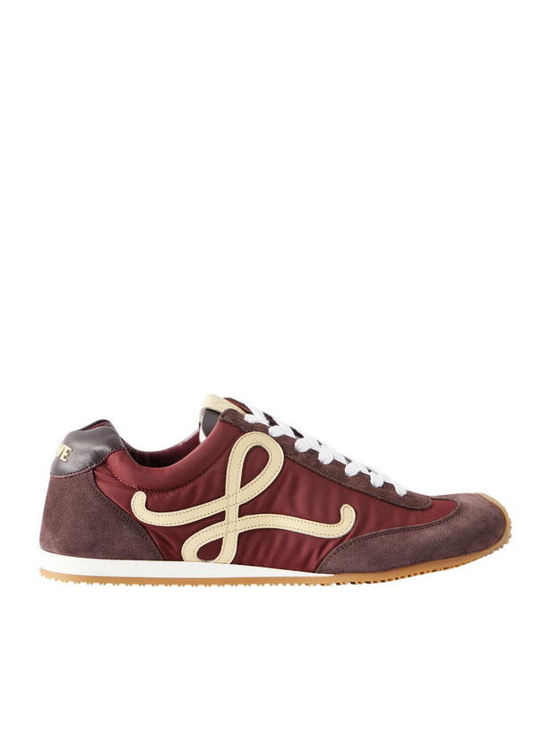 Photo: LOEWE - Ballet Runner 2.0 Suede-Trimmed Sneakers - Burgundy