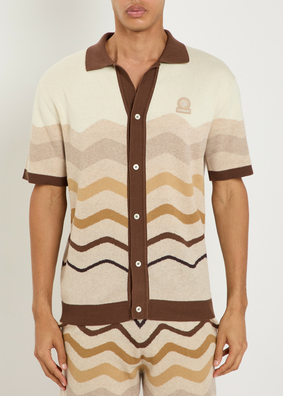 Sandbanks Gradient Pattern Knit Cotton Shirt Beige