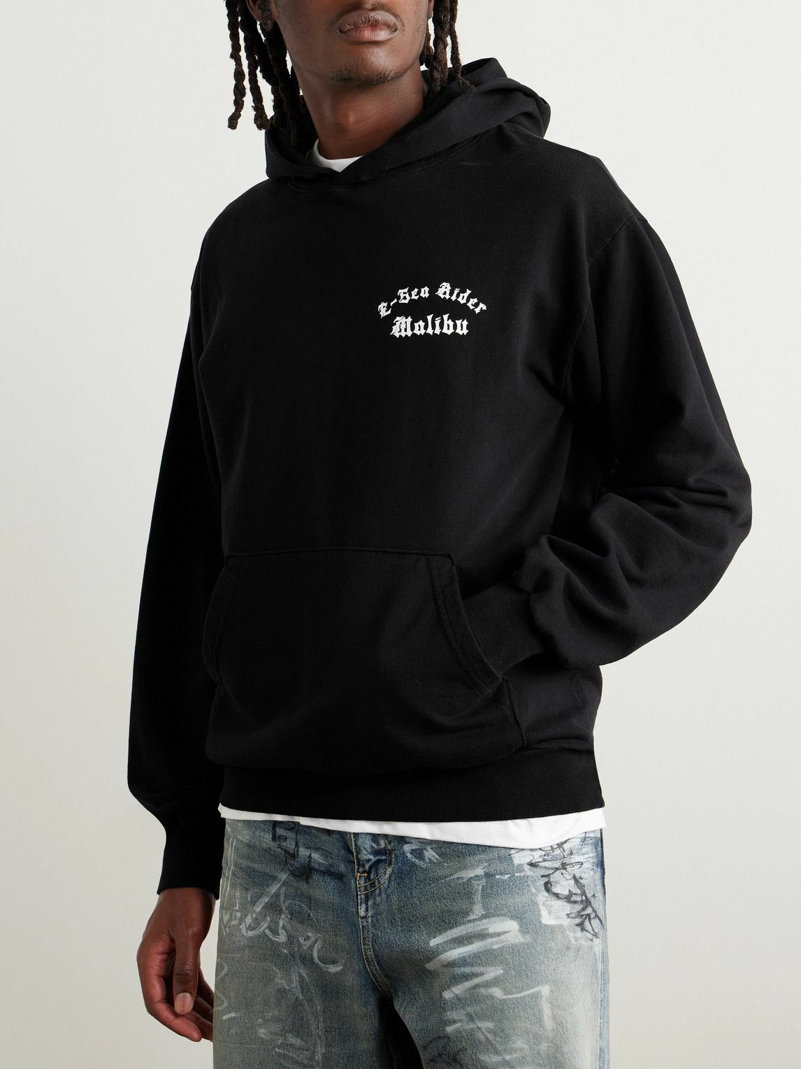 Local Authority LA - Printed Cotton-Jersey Hoodie - Black
