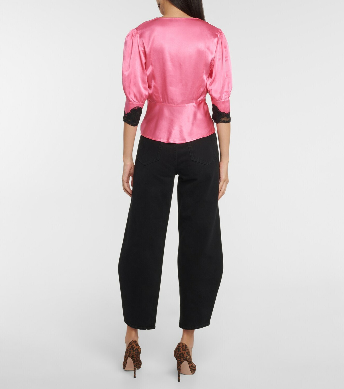 Rixo Amanda lace-trimmed satin top