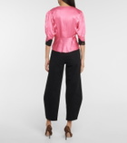 Rixo Amanda lace-trimmed satin top