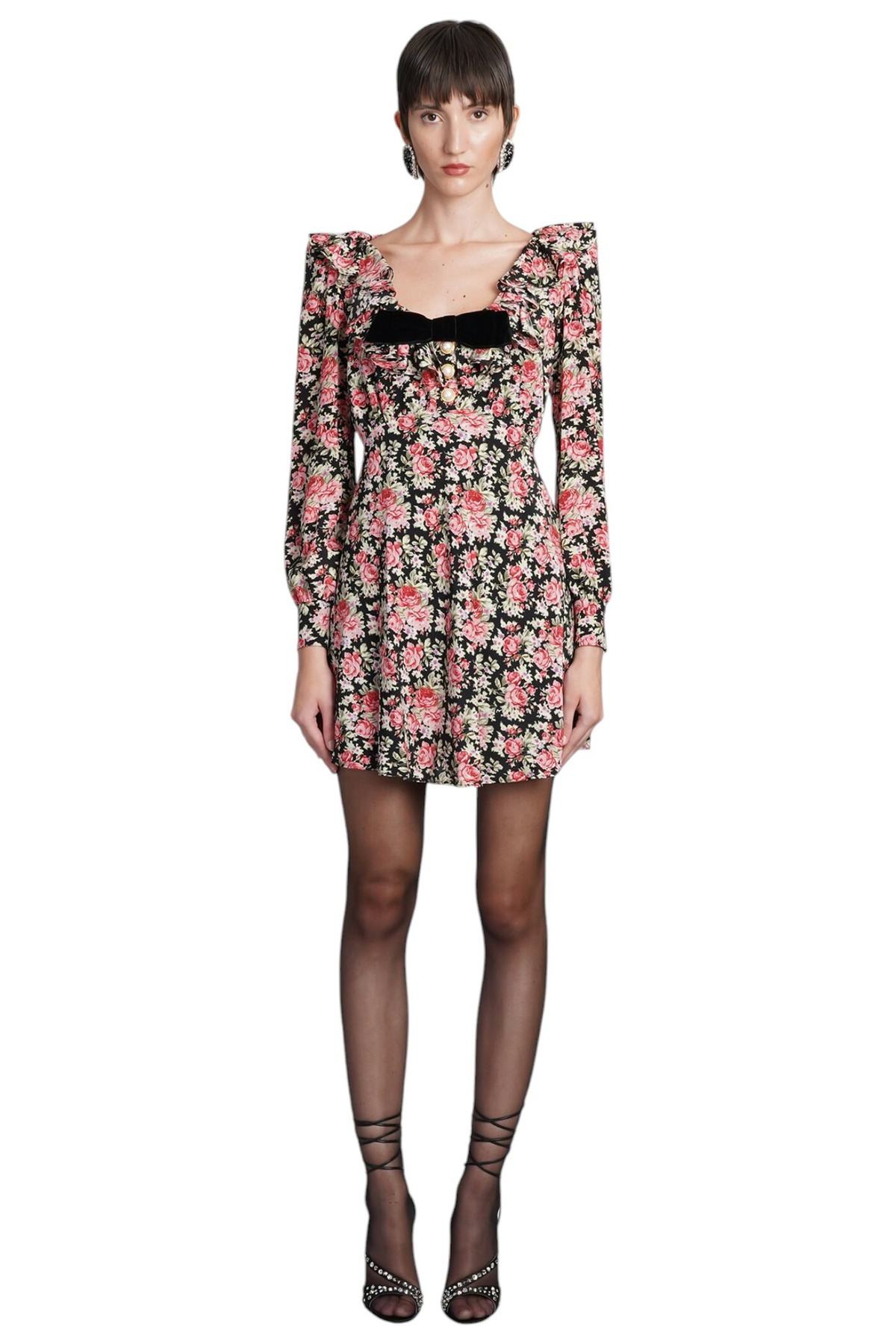 Alessandra Rich Mini Dress Feather Trim Alessandra Rich