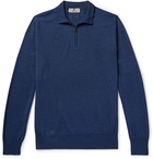 Canali - Merino Wool Half-Zip Sweater - Blue