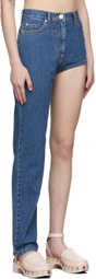 Pushbutton Blue One-Leg Jeans