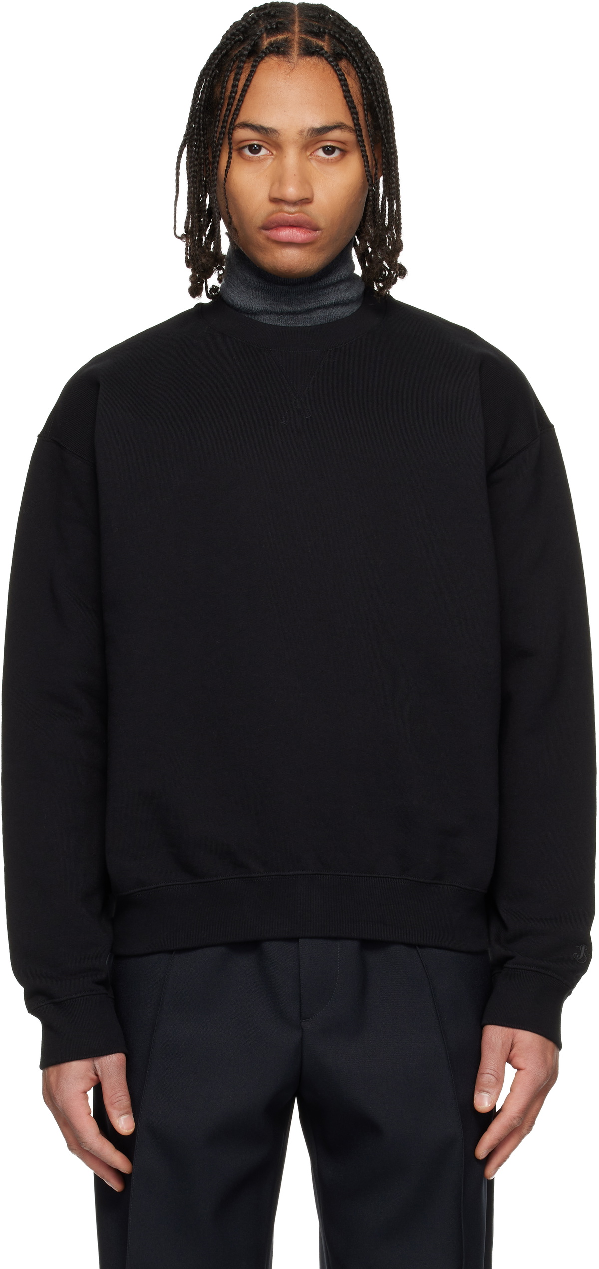 Jil Sander Black Cotton Terry Crew-Neck Sweatshirt Jil Sander