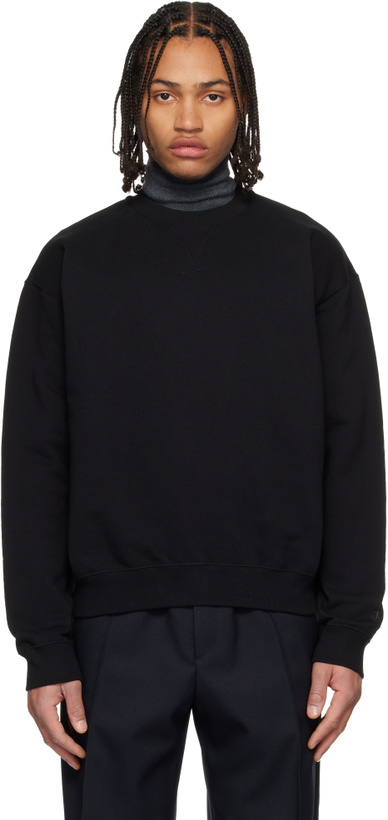 Photo: Jil Sander Black Cotton Terry Crew-Neck Sweatshirt