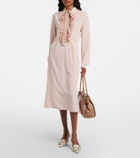 Prada Belted polka-dot silk midi dress
