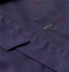 Hanro - Leano Piped Cotton-Jacquard Robe - Blue