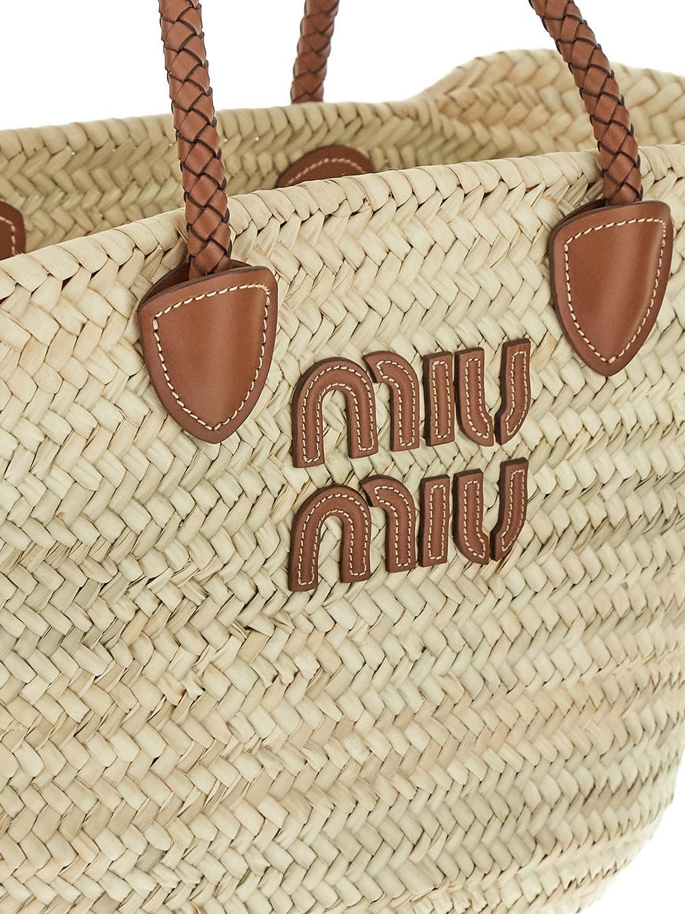 トートバッグ Miu Miu Brown Raffia Shopping Bag Miu Miu Brown Raffia Shopping Bag | italist
