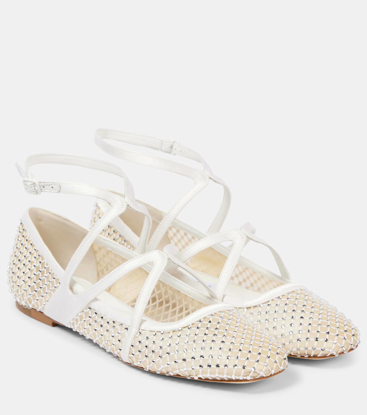 Jimmy Choo Astoria crystal-embellished mesh ballet flats