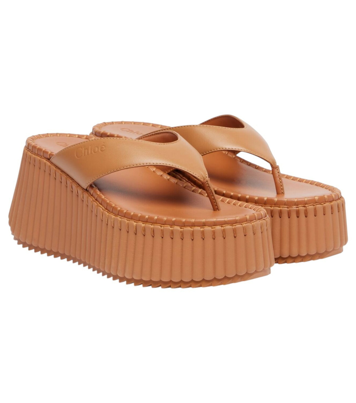 Chloé Nama 80 leather wedge sandals Chloe