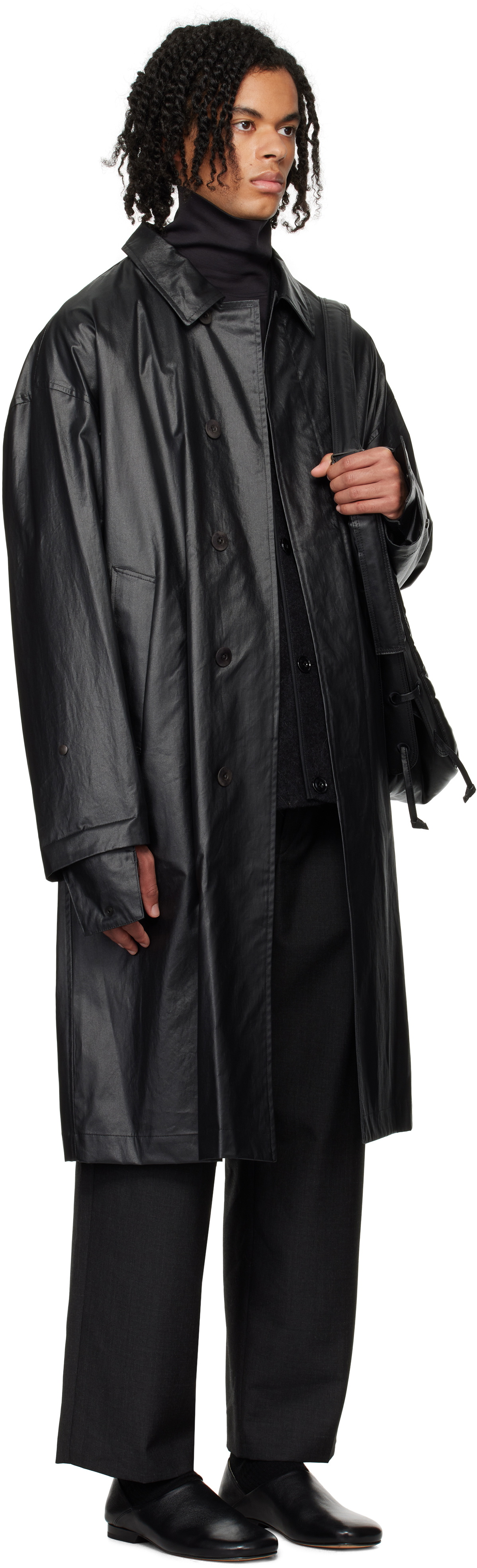 LEMAIRE Black Boxy Rain Coat