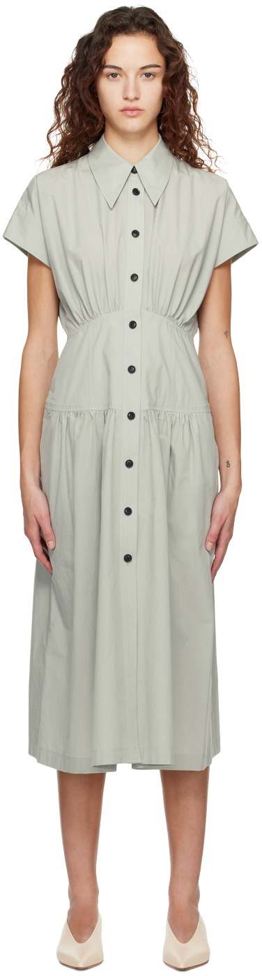 LOW CLASSIC Green Gathered Midi Dress