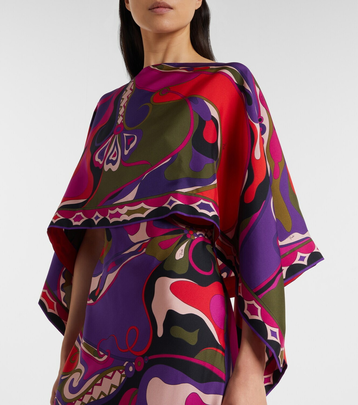 Pucci Orchidee silk slip dress and cape set