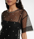 REDValentino Embellished point d’esprit tulle minidress