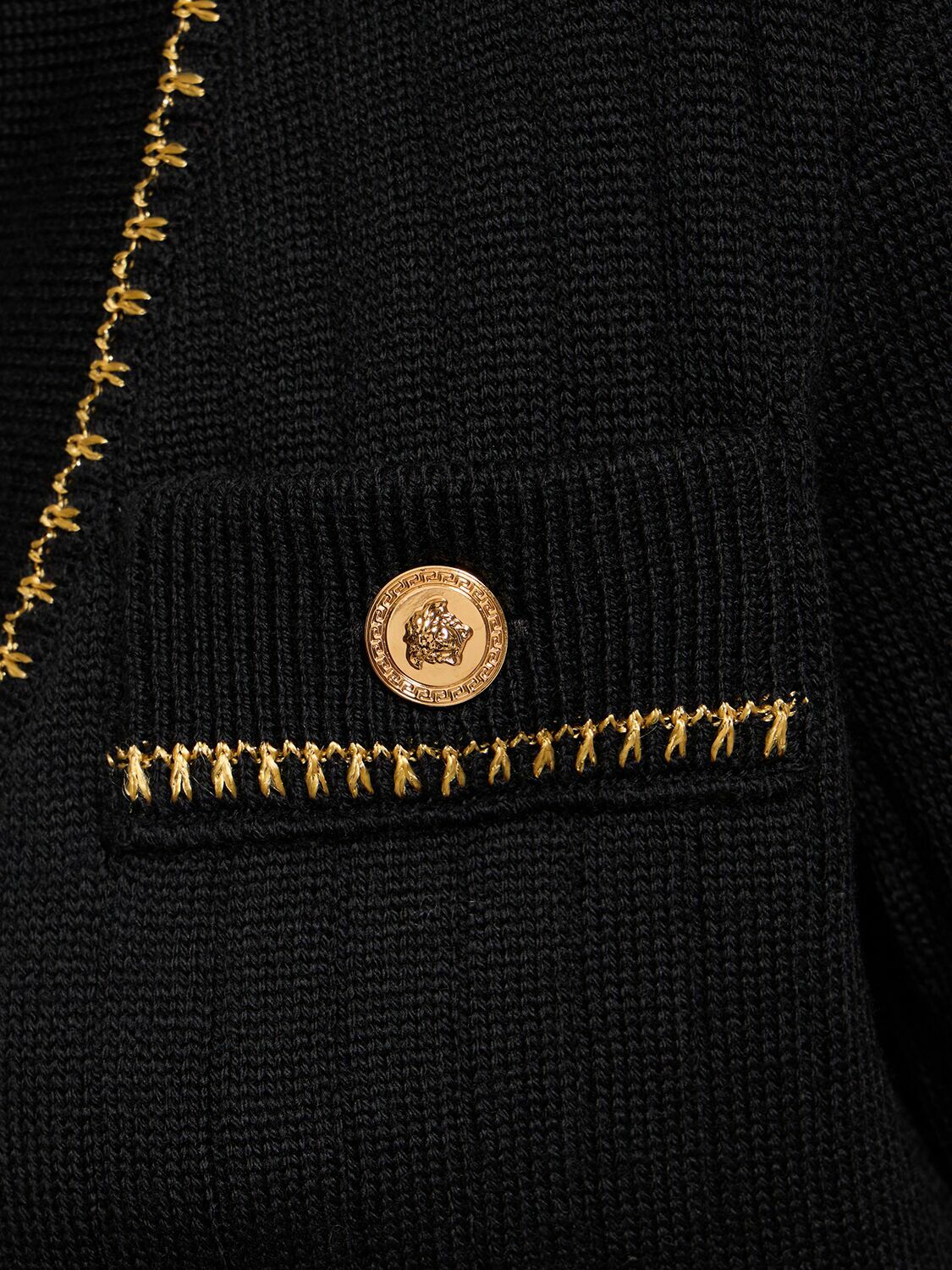 VERSACE - Checkerboard Wool Crop Cardigan Versace
