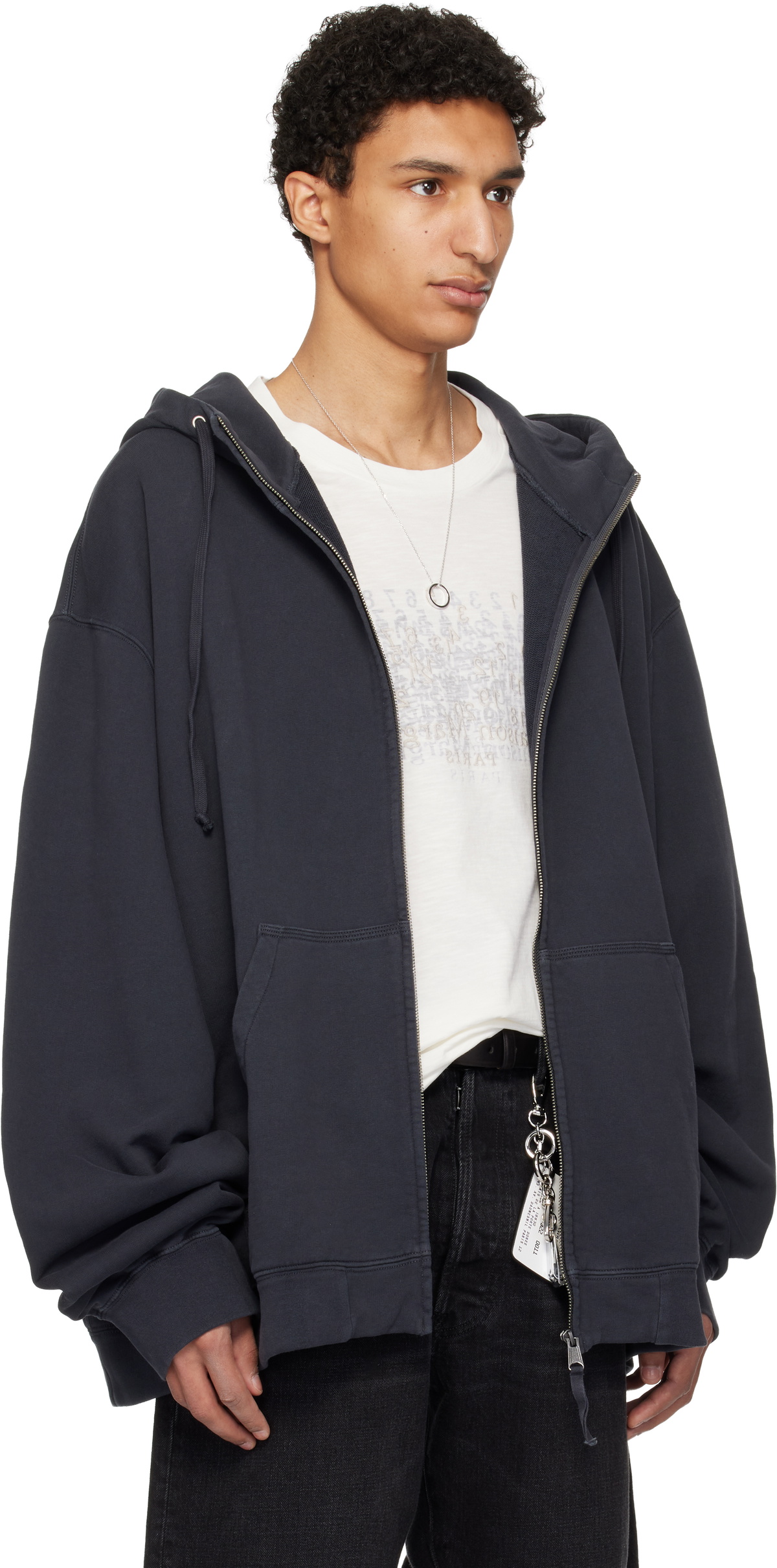Maison Margiela Gray Embroidered Hoodie Maison Margiela