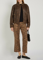 Reformation Daphne Panelled Leather Jacket Dark Brown