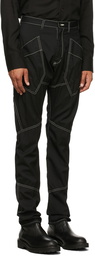 Sulvam Black Chain Stitch Patchwork Trousers