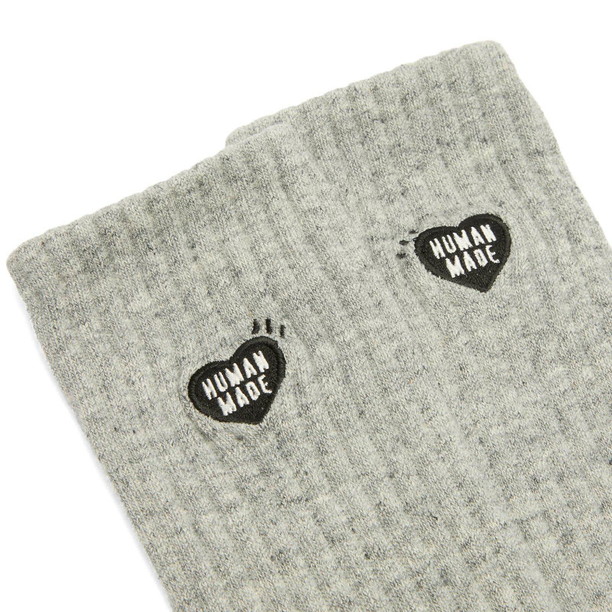 Human Made Men's Heart Logo Pile Socks in Gray
