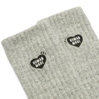 Human Made Men's Heart Logo Pile Socks in Gray